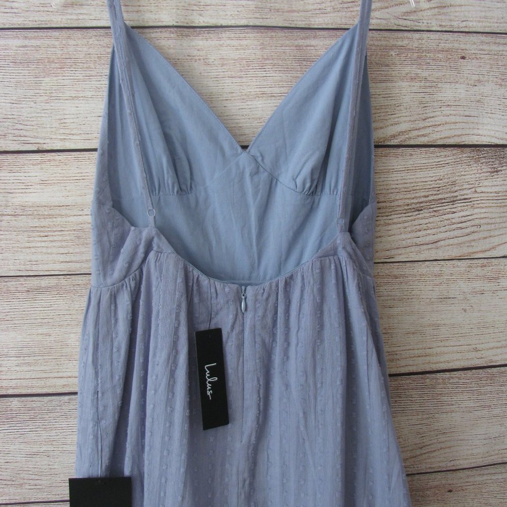Lulus Happy Times Denim Blue Tiered Midi Dress - Picture 8 of 9